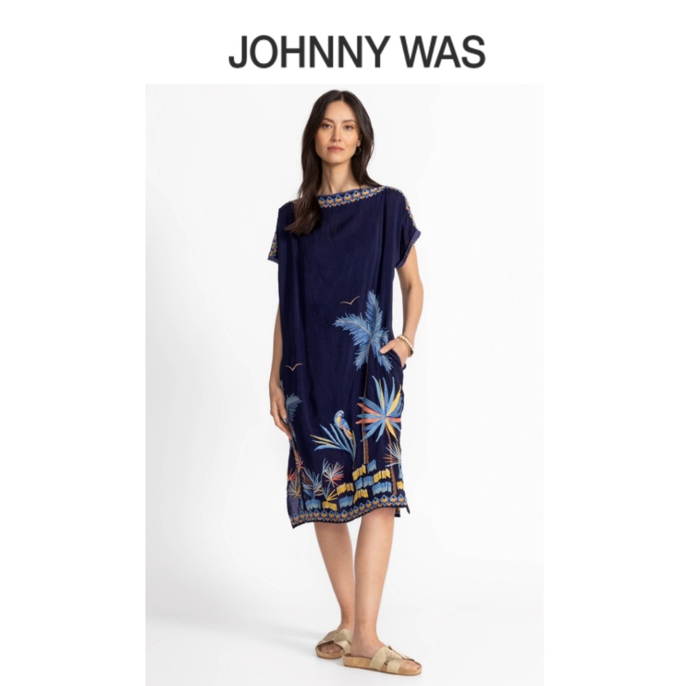 Johnny Was Palm Beach Embroidered Shift Dress